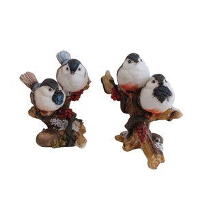 Set of 2 Snowbirds on Branches Collectible Figurines 4" Tall x 2" Wide Vtg Resin